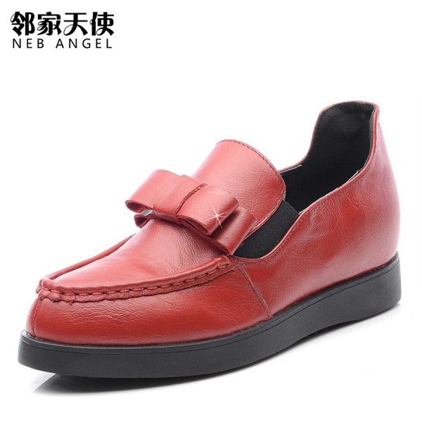 4.9折【邻家天使】英伦软底低帮鞋蝴蝶结真皮皮鞋 235 342-65.