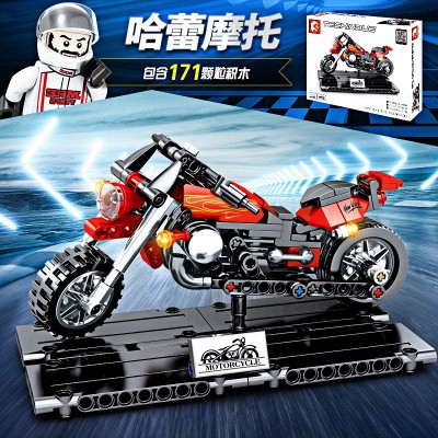 森宝摩托车积木哈雷雅马哈杜卡迪乐高拼装模型益智玩具男孩小颗粒