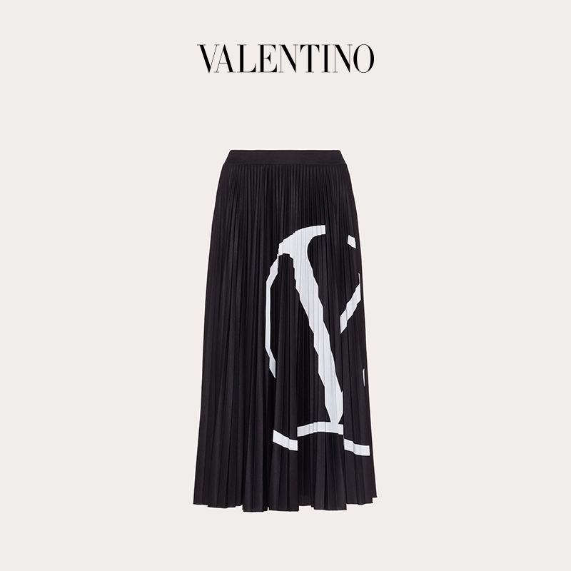 Valentino/华伦天奴女士新品VLogo Signature 褶裥平纹针织半裙- 返利网